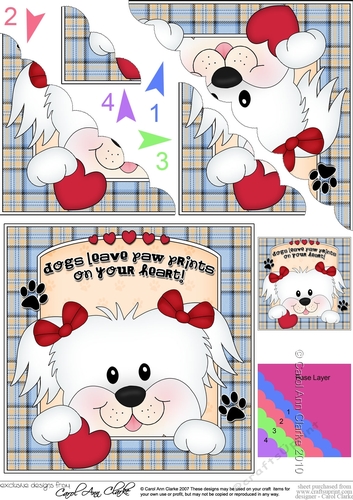 Scalloped Corner Stacker - Dogs Leave Paw Prints - Bichon Frise Dog ZuZu