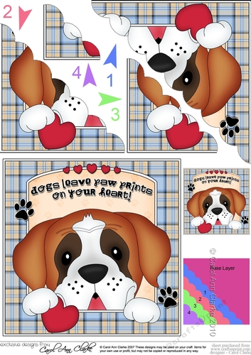 Scalloped Corner Stacker - Dogs Leave Paw Prints - St Bernard Dog Tex