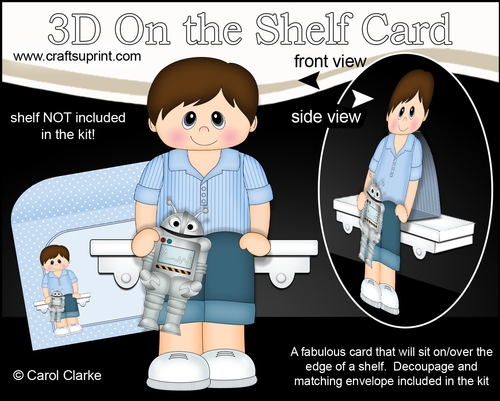 3D On the Shelf Card Kit - Young Boy Jeremiah has a Toy Robot