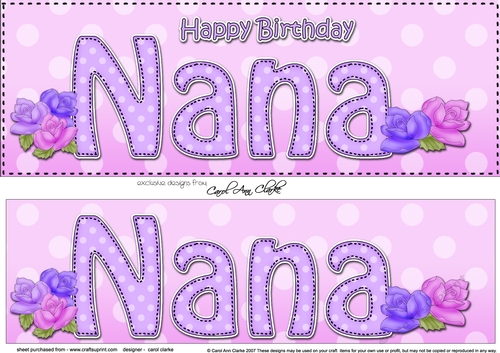 Large DL Happy Birthday NANA 3D decoupage with Roses