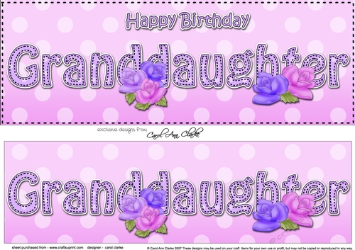 Large DL Happy Birthday GRANDDAUGHTER 3D decoupage with Roses