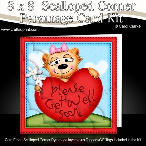8 x 8 Mia Meerkat Get Well Heart Scalloped Corner Kit