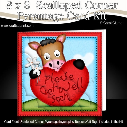 8 x 8 GiGi Horse Get Well Heart Scalloped Corner Kit