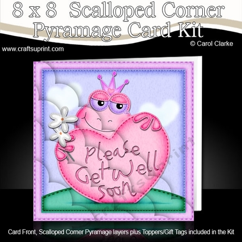 8 x 8 Freya Frog Get Well Heart Scalloped Corner Kit