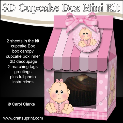 3D Mini Milk Carton Cupcake Treat Box Mini Kit - Cute Little Baby Girl