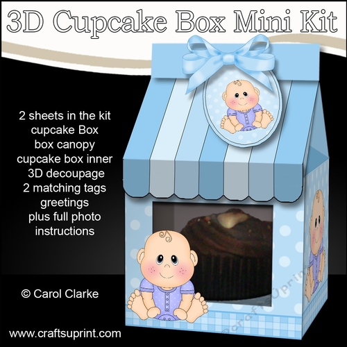 3D Mini Milk Carton Cupcake Treat Box Mini Kit - Cute Little Baby Boy