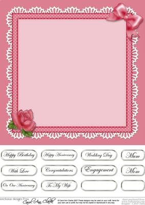 Just Roses Matching 8 x 8 Insert Panel and Greetings
