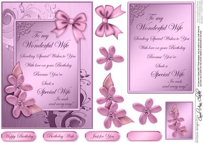 Metallic Birthday Greeting Quick Card with 3D Decoupage