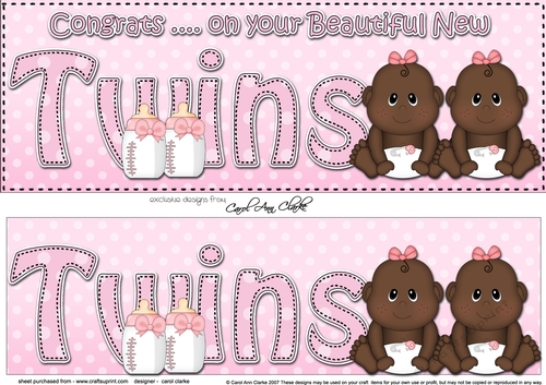 Large DL Ethnic New Baby Congratulations on Your Beautiful New ... TWINS 3D decoupage