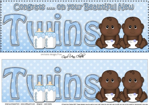 Large DL Ethnic New Baby Congratulations on Your Beautiful New ... TWINS 3D decoupage
