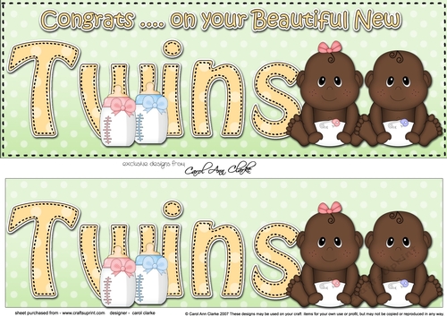 Large DL Ethnic New Baby Congratulations on Your Beautiful New ... TWINS 3D decoupage