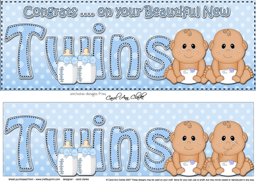 Large DL Ethnic New Baby Congratulations on Your Beautiful New ... TWINS 3D decoupage