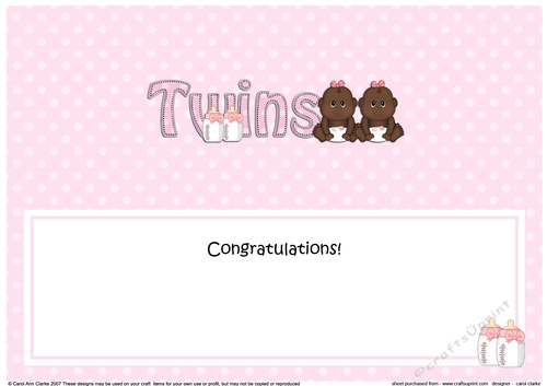 Large DL Ethnic New Baby Congratulations on Your Beautiful New ... TWINS insert