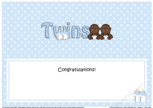 Large DL Ethnic New Baby Congratulations on Your Beautiful New ... TWINS insert