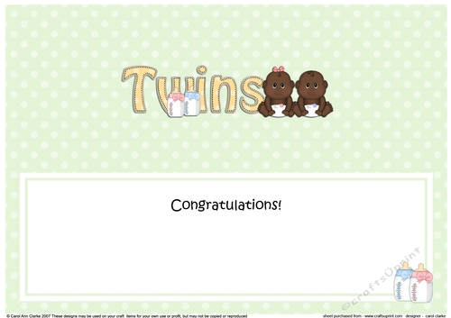 Large DL Ethnic New Baby Congratulations on Your Beautiful New ... TWINS insert