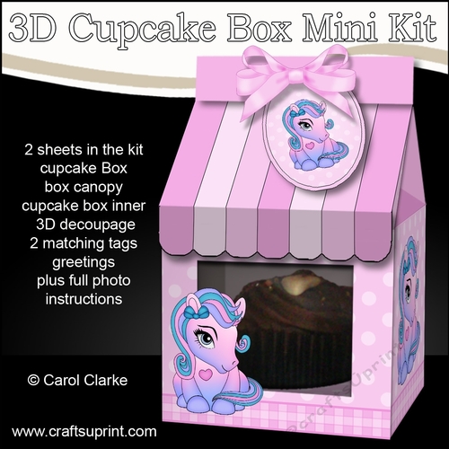 3D Mini Milk Carton Cupcake Treat Box Mini Kit - Cute Little Pony 