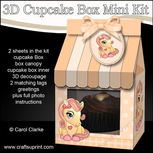 3D Mini Milk Carton Cupcake Treat Box Mini Kit - Cute Little Pony 
