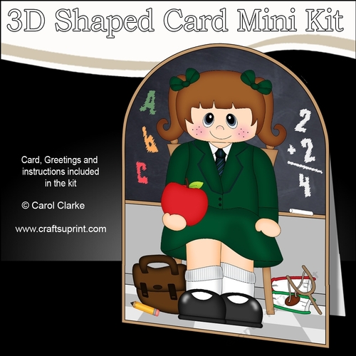 3D Shaped Card Kit - Cute Little Schoolgirl