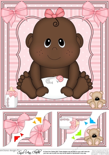8 x 8 Cute Ethnic New Baby Girl Scalloped Corner Topper 