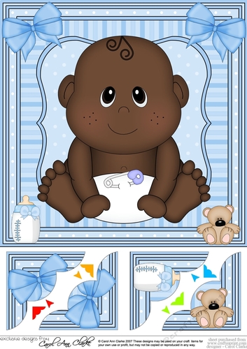 8 x 8 Cute Ethnic New Baby Boy Scalloped Corner Topper 