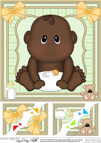 8 x 8 Cute Ethnic New Baby Scalloped Corner Topper 