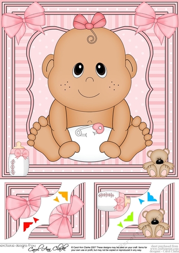 8 x 8 Cute Ethnic New Baby Girl Scalloped Corner Topper 
