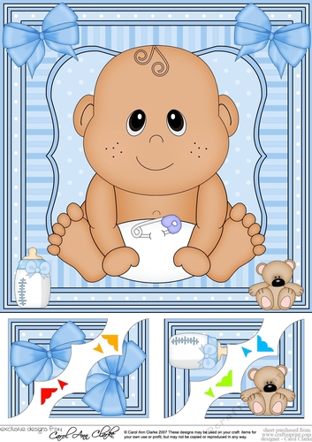 8 x 8 Cute Ethnic New Baby Boy Scalloped Corner Topper 