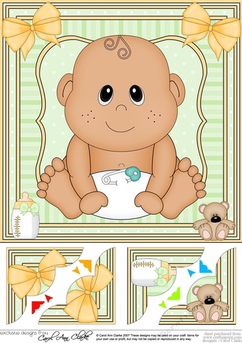 8 x 8 Cute Ethnic New Baby Scalloped Corner Topper 