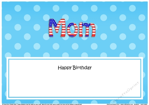 Large DL Happy Birthday MOM insert USA Stars & Stripes