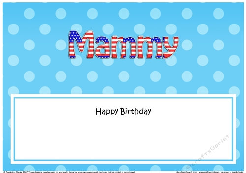 Large DL Happy Birthday MAMMY insert USA Stars & Stripes