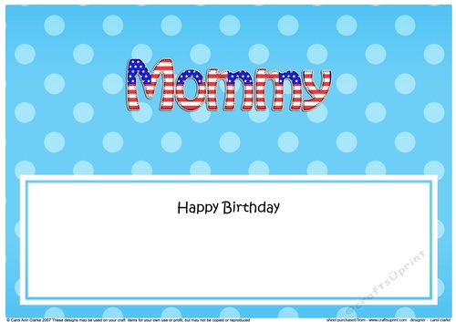 Large DL Happy Birthday MOMMY insert USA Stars & Stripes
