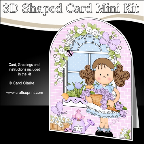 3D Shaped Card  Kit - Country Cottage Girlz Zoe has a Basket of Roses
