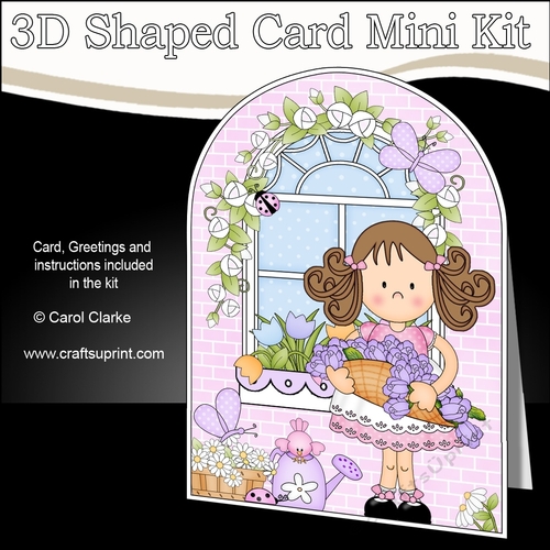 3D Shaped Card  Kit - Country Cottage Girlz Zoe has a Basket of Roses
