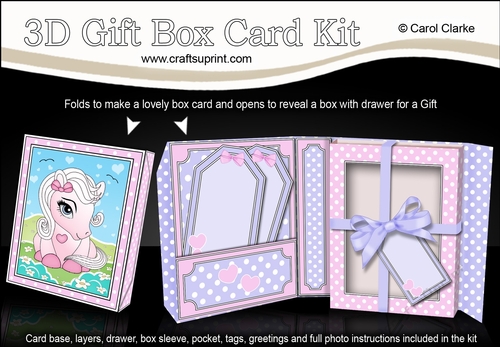 3D Cute Little Pony Gift Box Card Kit 3d Decoupage