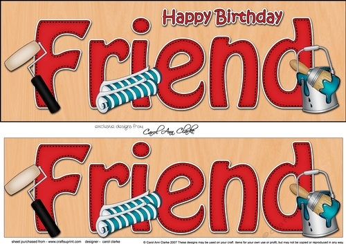Large DL Happy Birthday FRIEND 3D decoupage with Decorating