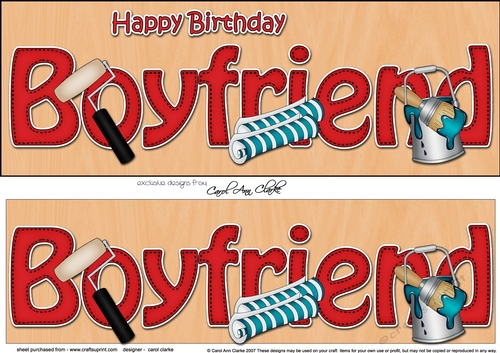 Large DL Happy Birthday BOYFRIEND 3D decoupage with Decorating