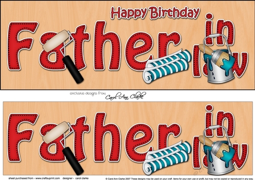 Large DL Happy Birthday FATHER IN LAW 3D decoupage with Decorating