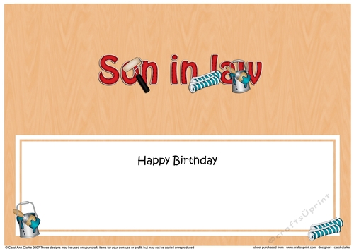 Large DL Happy Birthday SON IN LAW insert with Decorating