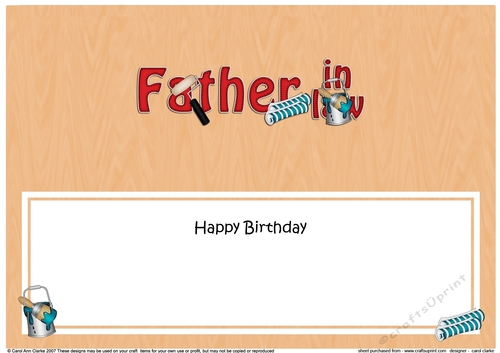 Large DL Happy Birthday FATHER IN LAW insert with Decorating