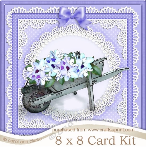 8 x 8 Flower Filled Wheelbarrow Kit with 3d Decoupage