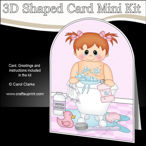 3D Shaped Card Kit - Bathtub Buddies - Cute Little Girl