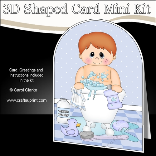 3D Shaped Card Kit - Bathtub Buddies - Cute Little Boy