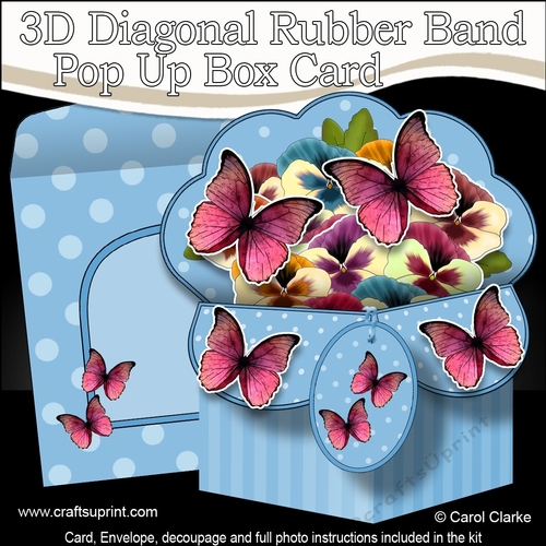 3D Diagonal Rubber Band Pop Up Box Card Kit - Pretty Flowers & Butterflies