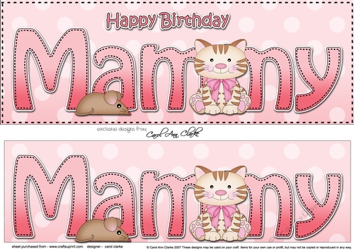 Large DL Happy Birthday MAMMY with Cat 3D decoupage