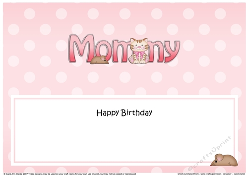 Large DL Happy Birthday MOMMY with Cat insert