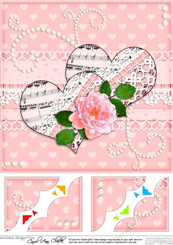 8 x 8 A Touch of Elegance Flowers Pearls and Lace Scalloped Corner Topper  