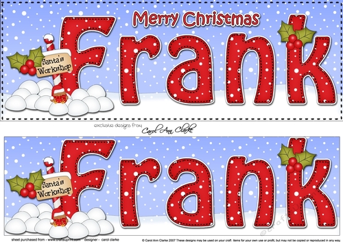 Large DL Merry Christmas FRANK 3D decoupage
