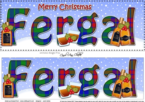 Large DL Merry Christmas FERGAL 3D decoupage