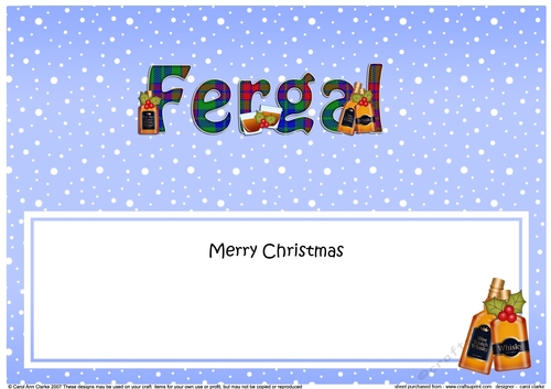 Large DL Merry Christmas FERGAL 3D decoupage