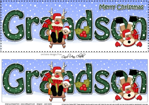 Large DL Merry Christmas GRANDSON 3D decoupage